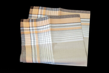 Brown Vintage stripped cotton Handkerchief for men on black background.