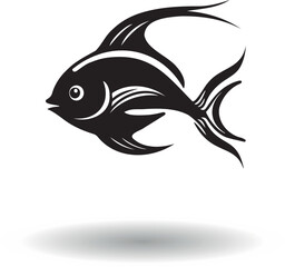  Stylized black fish on a white background.
