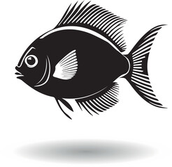  Stylized black fish on a white background.