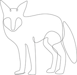 A simple continuous line drawing of a winter fox. Minimalist Animals concept, simple line, vector illustration, black and white design.