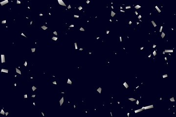 Silver shine of confetti on a black background. Illustration of a drop of shiny particles.