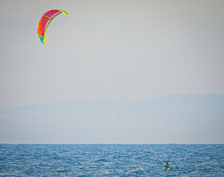 kite surfing in the sea