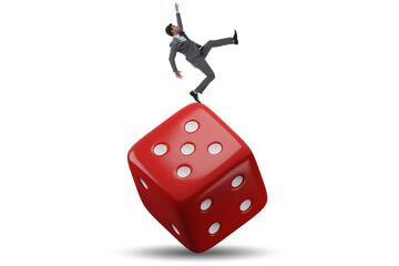 Businessman in uncertainty concept with dice