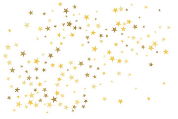 Star confetti. Gold casual confetti background. Bright design pattern.