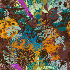 Seamless grunge background from elements and blots. Vector illustration