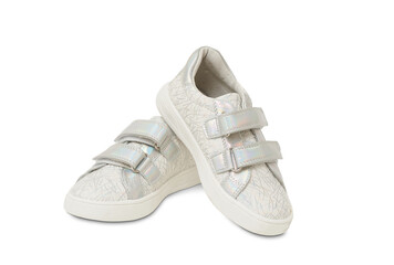 Sneakers for girls 6-7 years old on a white background, shoes for a child