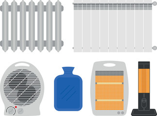 Different types of heating, vector illustration