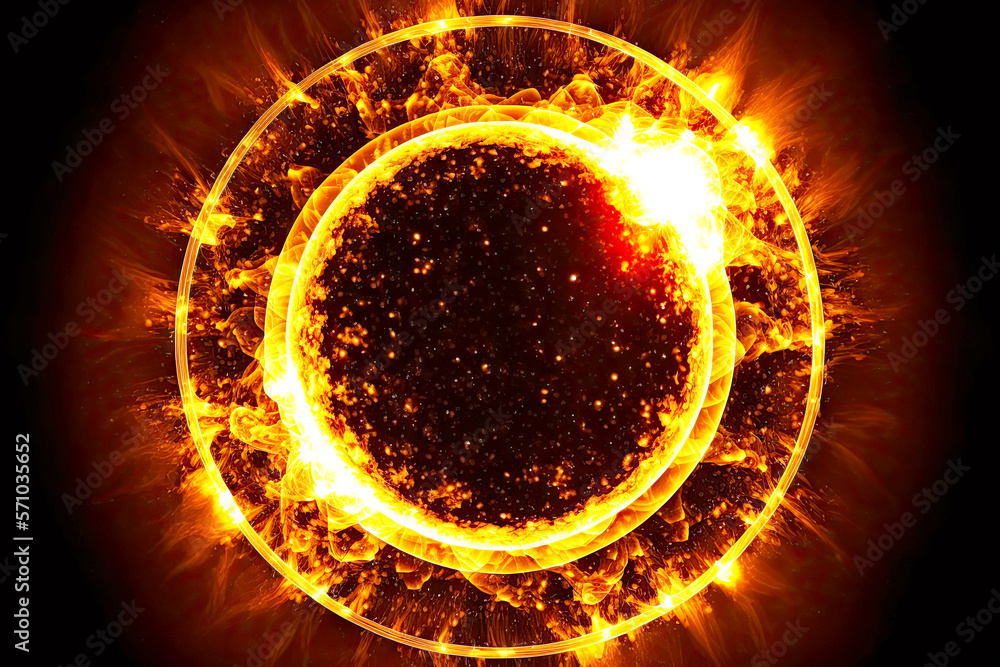 Wall mural energy of the universe in form of glowing solar circle isolated on white background, generative ai