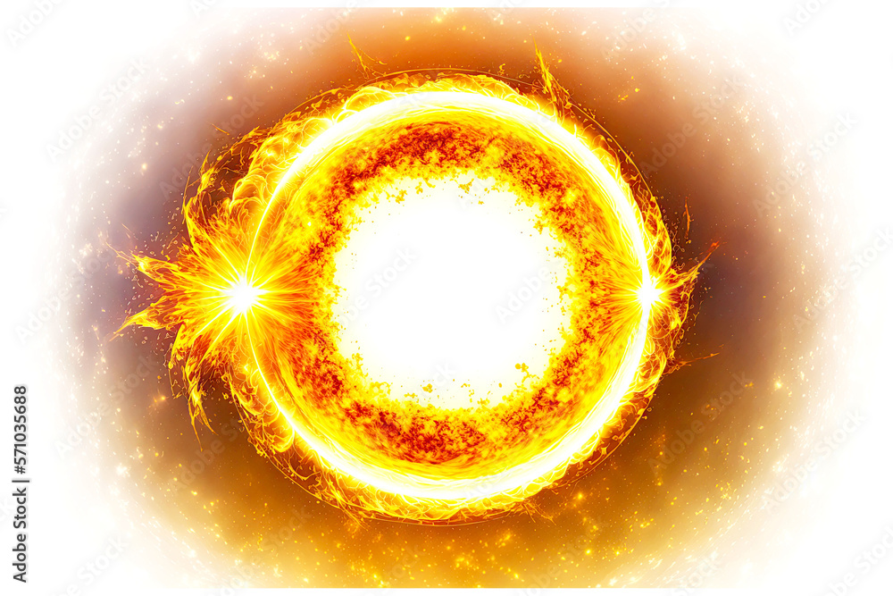 Wall mural energy of the universe in form of glowing solar circle isolated on white background, generative ai