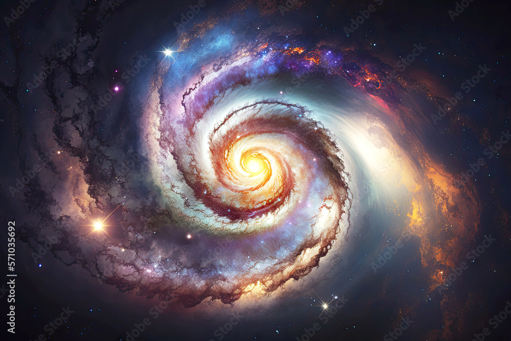 Wall mural spiral galaxy in space symbolizing energy of the universe, generative ai