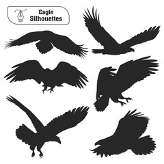Collection of Animal bird Eagle silhouette in different poses