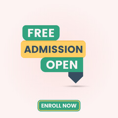 free admission open banner vector