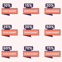 save different percent discount stickers and price tag set