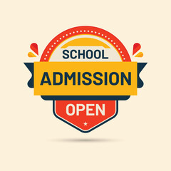 red yellow school admission open banner sticker label for social media post template