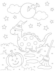 halloween dinosaur coloring page. you can print it on 8.5x11 inch paper