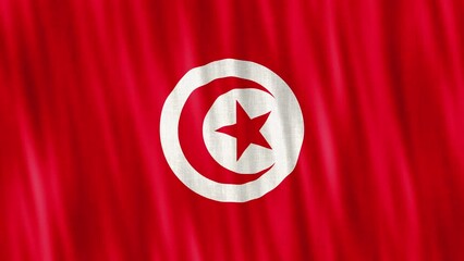Tunisia National Flag. Seamless loop animation closeup waving. 