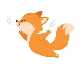 Adorable baby fox. Cute happy wild forest animal cartoon vector illustration