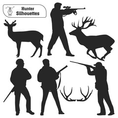 Vector collection of hunter forest animal silhouette