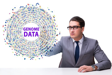 Businessman in genome data concept