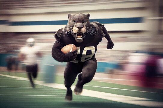 Panther Football Quarterback Running Fast Generative AI