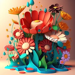 Flower style 3d cartoon