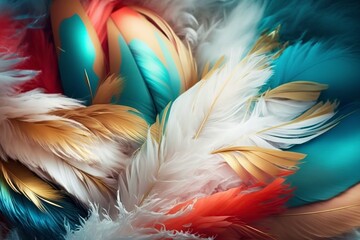 Fototapeta na wymiar illustration, soft and beautiful feathers in carnival, ai generative