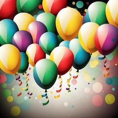 Background with a group of colorful balloons. Digital illustration