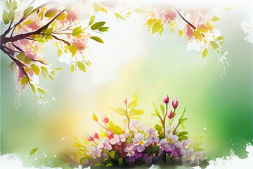  spring background, watercolor style AI Generated