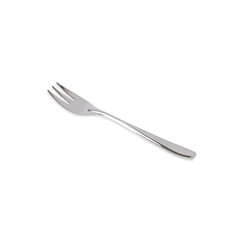 Metal dessert fork isolated over white background