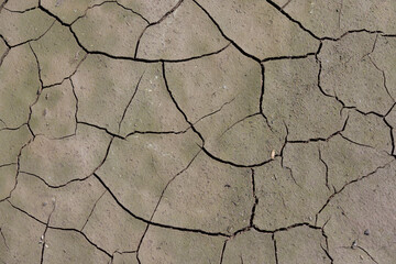 Top view on Texture of the dried earth with clay and sand.