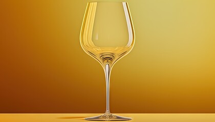  a wine glass sitting on a table with a yellow background in the backround of the glass is half empty and half empty, and half empty.  generative ai