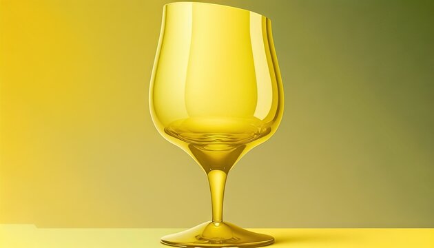  a yellow glass sitting on top of a yellow table top next to a green wall and a yellow background with a yellow rectangleed area.  generative ai
