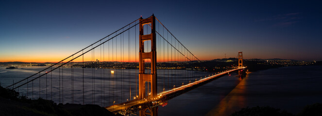 View of the Golden Gate Bridge just before sunrise