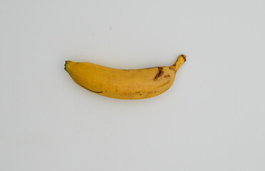 Top of view of a banana with the isolated background.