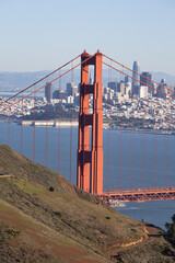 Aerial view of the Bay Bridge leading into San Francisco