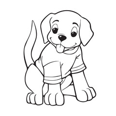 Fototapeta premium Pretty Puppy Dog and cat coloring page Design for Kids Children preschool stock vector style illustration
