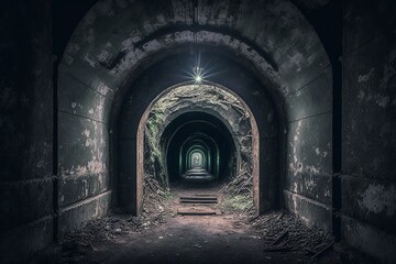 Obraz premium image, bunker tunnel built for the protection of citizens in times of war, ai generative
