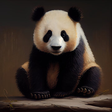 Panda bear oil painting generative ai