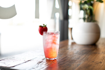 glass of strawberry lemonade