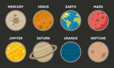 Cartoon solar system vector planets. © RP