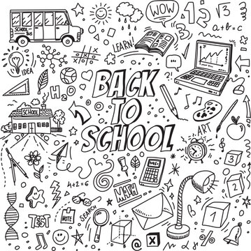 Back to school vector hand drawn doodles