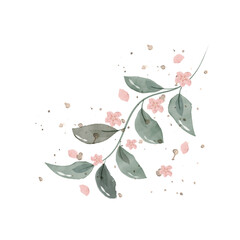 Watercolor leafs in beautiful style. Beautiful floral background. Vector illustration