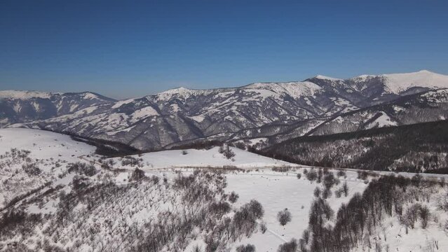 Old Mountain Balkan Stara Planina Babin Zub tourist resort in winter day covered with snow