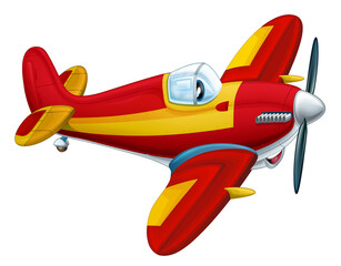 cartoon happy and funny fireman plane isolated on white background illustration for children