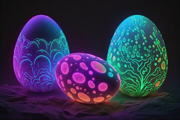neon Easter Eggs generative ai