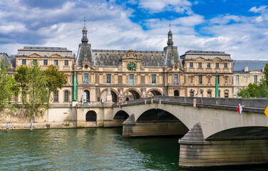 Naklejka na ściany i meble Pont du Carrousel (bridge) in Paris, France by the Seine River