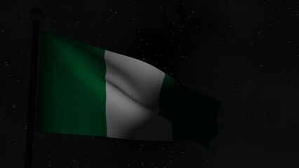 Animation Seamless Looping National Flag at Night  -Nigeria