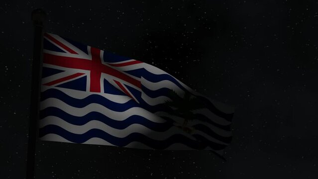 Animation Seamless Looping National Flag at Night  -The Commissioner of The British Indian Ocean Territory