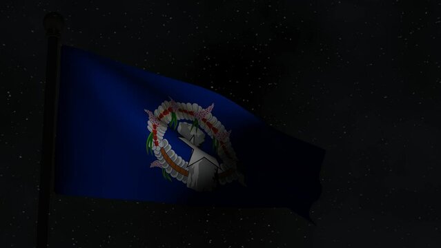 Animation Seamless Looping National Flag at Night  -The Northern Mariana Islands