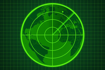 Radar on a green grid screen
